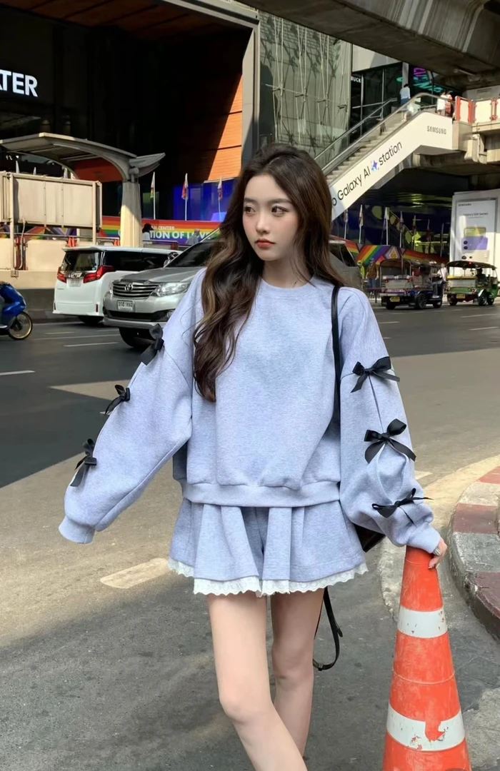 新款蝴蝶结减龄甜美可爱套装