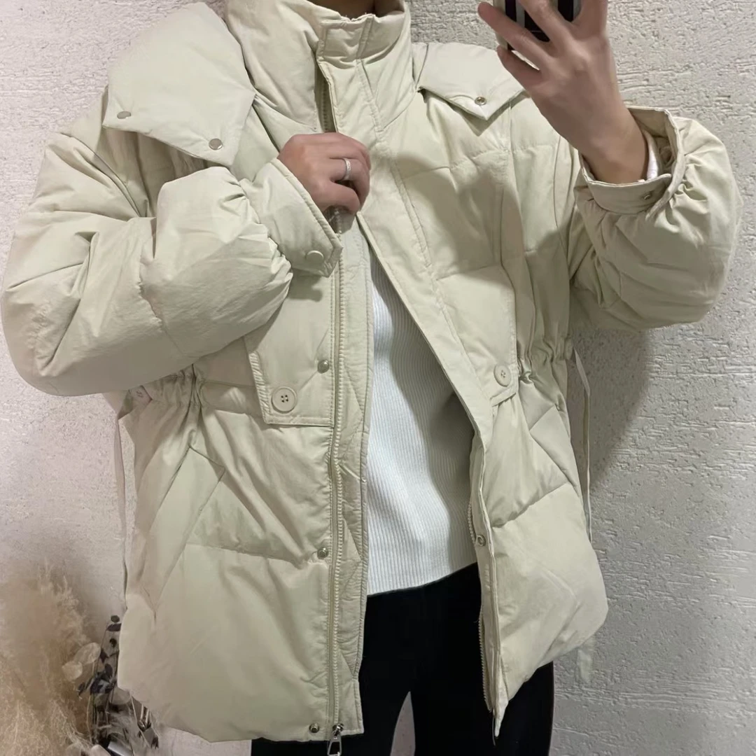 【 雨•美 推荐 】6806杏色韩系百搭两扣抽绳外套
