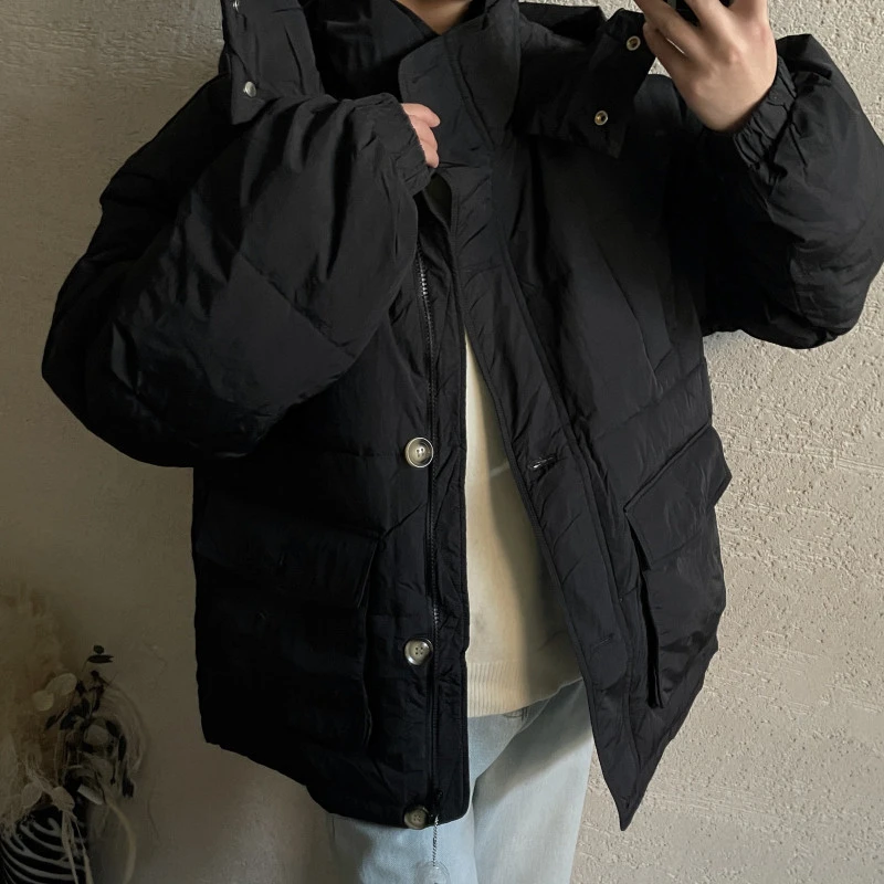 【 雨•美 推荐 】7953黑色大口袋连帽加厚外套