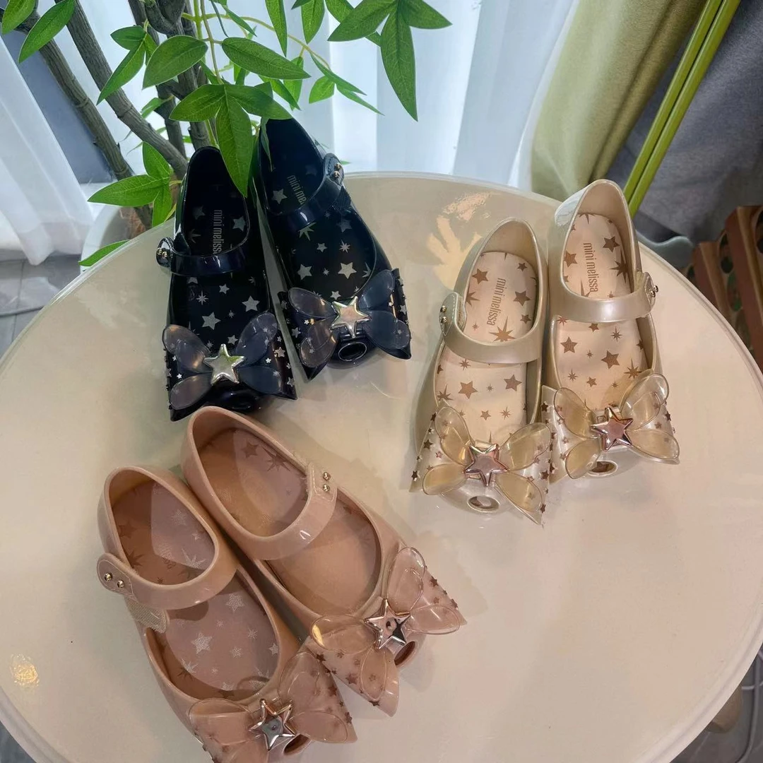 春秋季中小童鱼嘴果冻香香防滑星星蝴蝶结公主儿童凉鞋