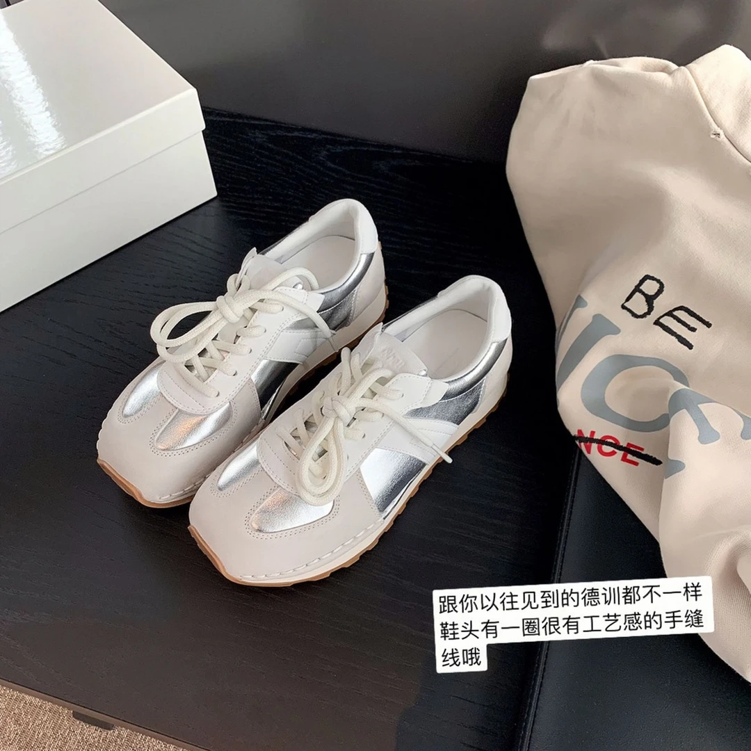 【茵茵家】春日格调~手缝线慢跑运动休闲德训鞋女华夫阿甘鞋秋新款