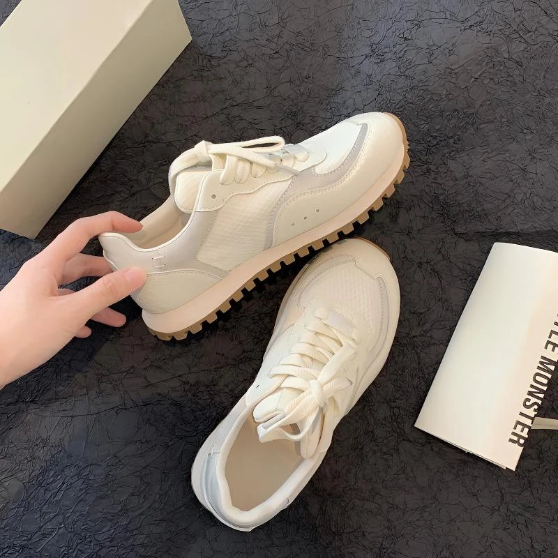 【葡萄妈同款】时髦拼接网面休闲板鞋增高系带运动阿甘小白鞋女夏季