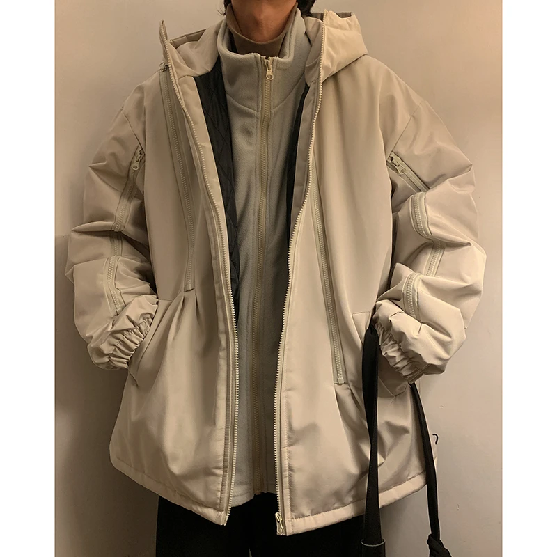 三合一摇粒绒冲锋衣男冬季加厚保暖棉服美式拉链户外运动连帽外套