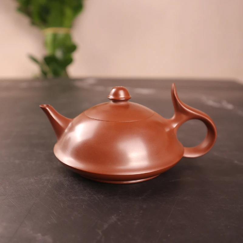 将军壶 潮州纯全手工红泥朱泥小容量手拉壶 经典功夫茶具紫砂壶