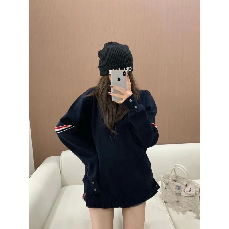 【彩条圆领】秋冬百搭慵懒风经典无性别情侣同款宽松简约圆领毛衣