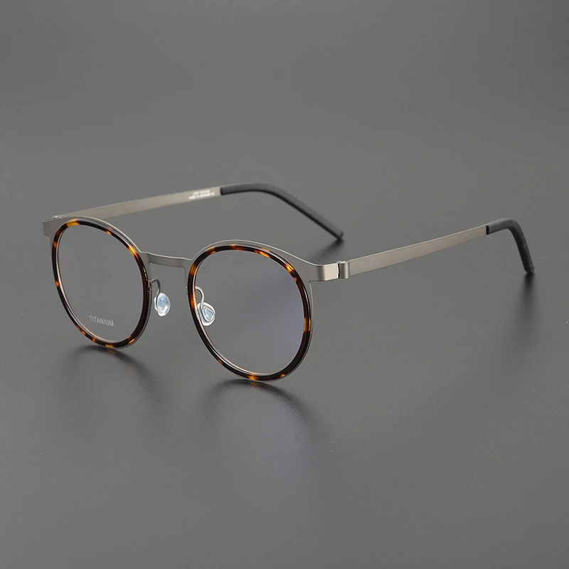 丹麦复古手工圆形眼镜框9704姜文同款超轻时尚钛镜可配防蓝光近视