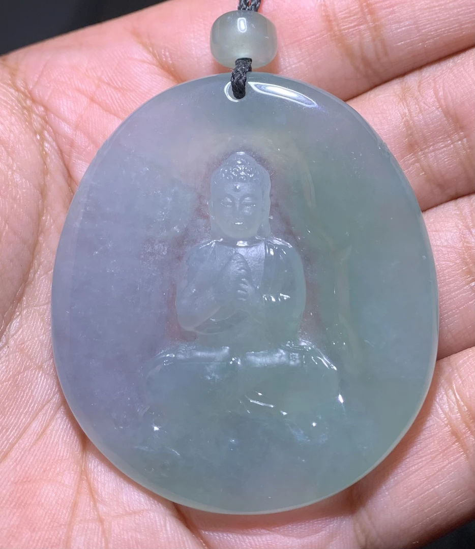 【大日】缅甸天然A货翡翠大日如来守护神属羊猴本命佛特色挂件
