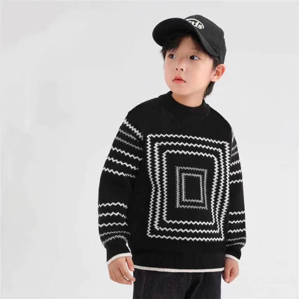 男童2024秋冬装新款套头毛衣宝宝中大童上衣儿童加厚套头针织衫
