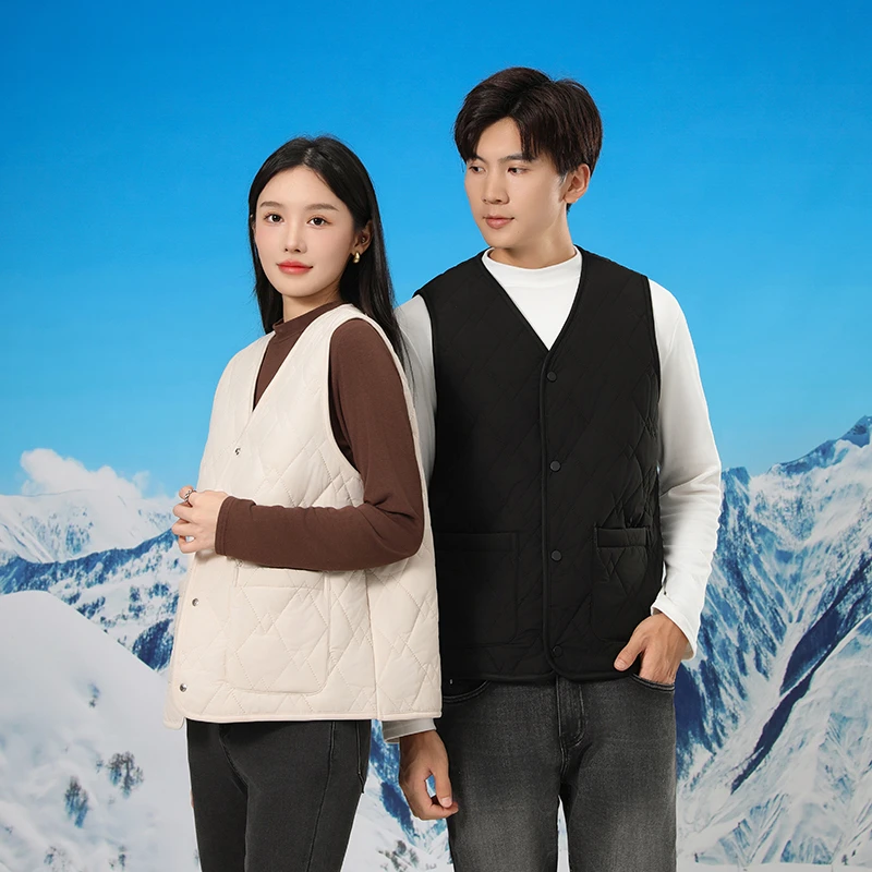 【H3806/H3816】绵羊毛绗缝马夹纽扣款 秋冬轻薄保暖 情侣休闲百搭