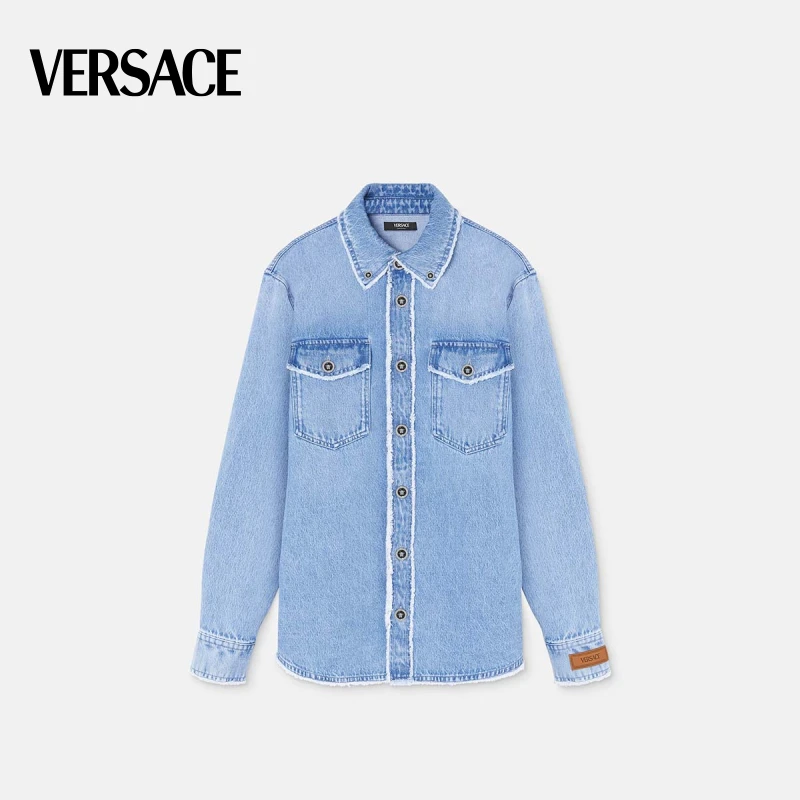 【早秋新品】VERSACE/范思哲 男士磨边丹宁外套式衬衫