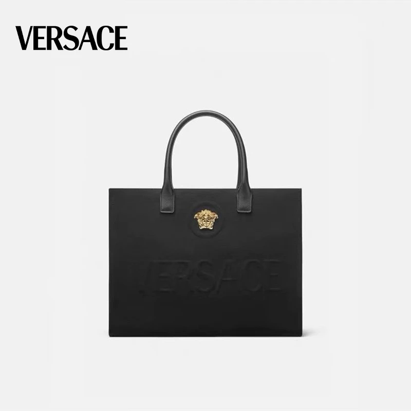 VERSACE/范思哲 女士Logo丹宁帆布托特包