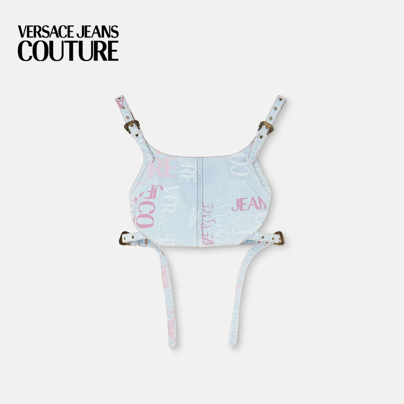VERSACE JEANS COUTURE 女士Doodle Logo丹宁吊带上衣