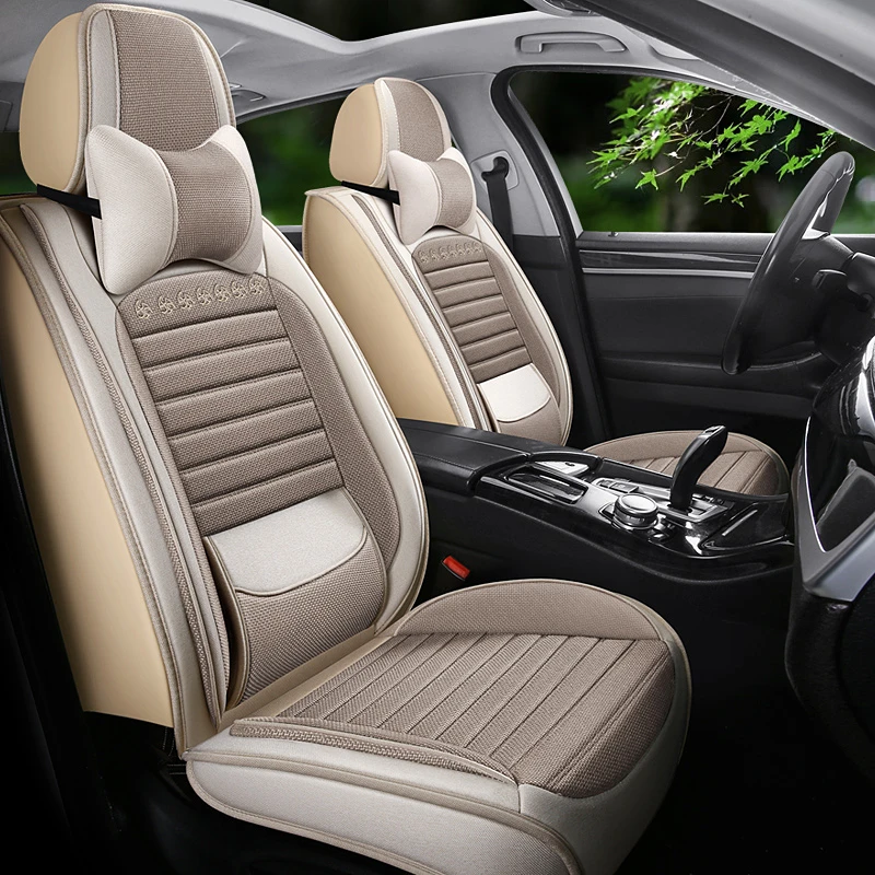 吉利博越帝豪缤瑞星瑞汽车坐垫四季亚麻透气座垫防滑四季凉垫座套
