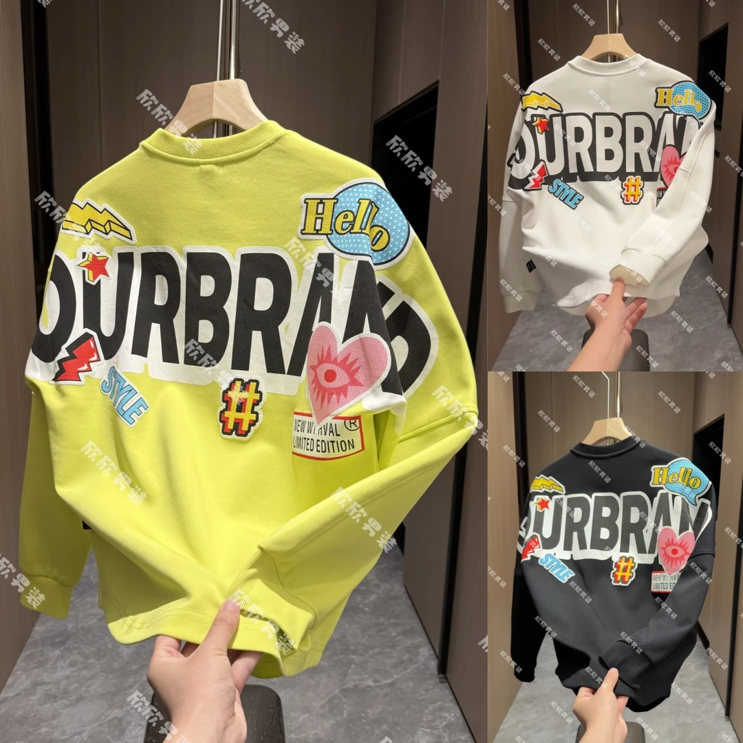 高品质高克重秋冬彩绘发泡印花刺绣长袖时尚休闲百搭卫衣