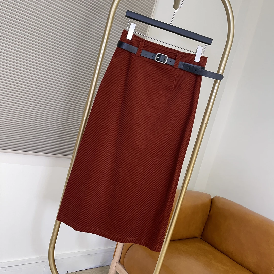 （微瑕）显瘦百搭灯芯绒半裙ZBQ30868裙长81