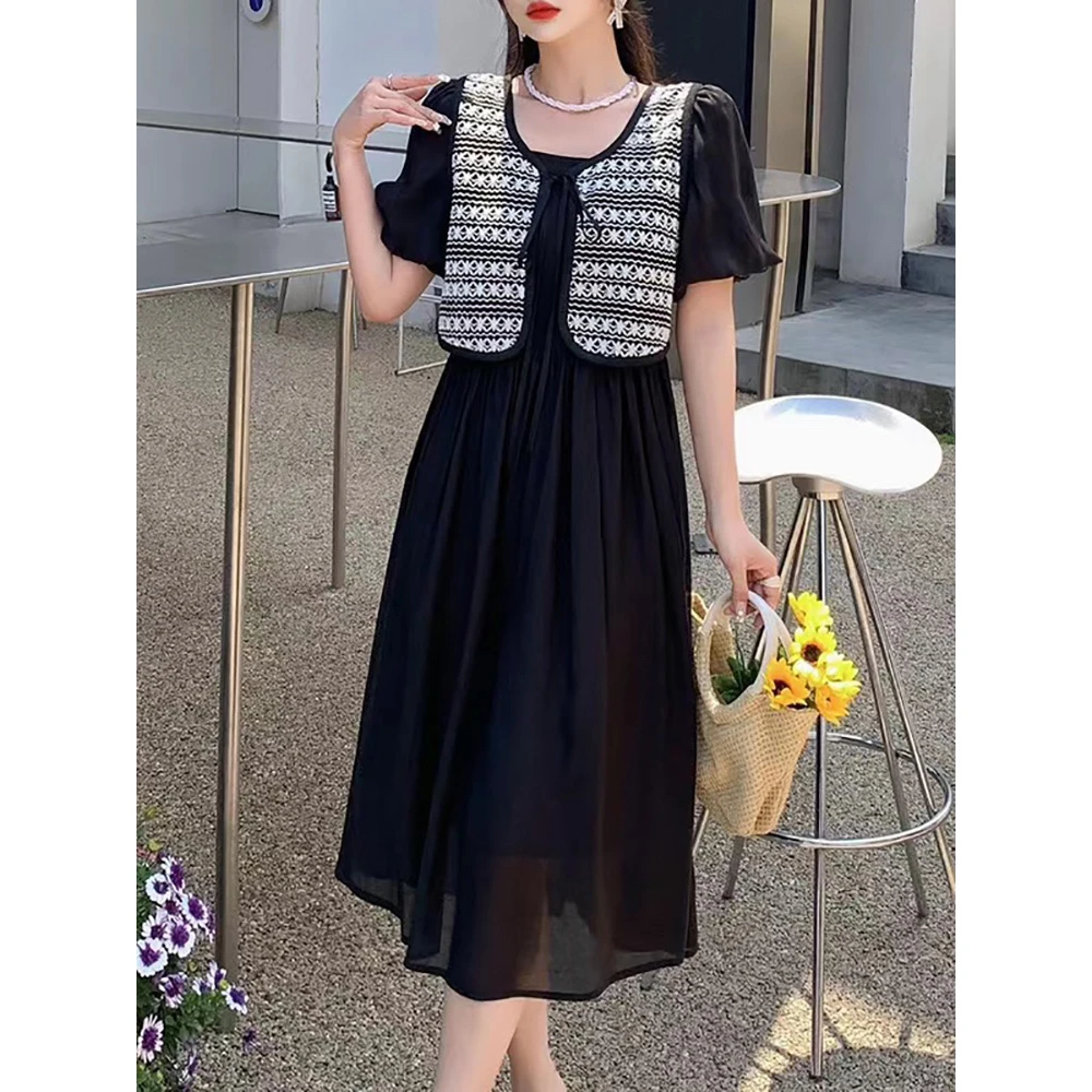 （微瑕）裙长107夏季新款版型减龄假两件连衣裙ZBL30565
