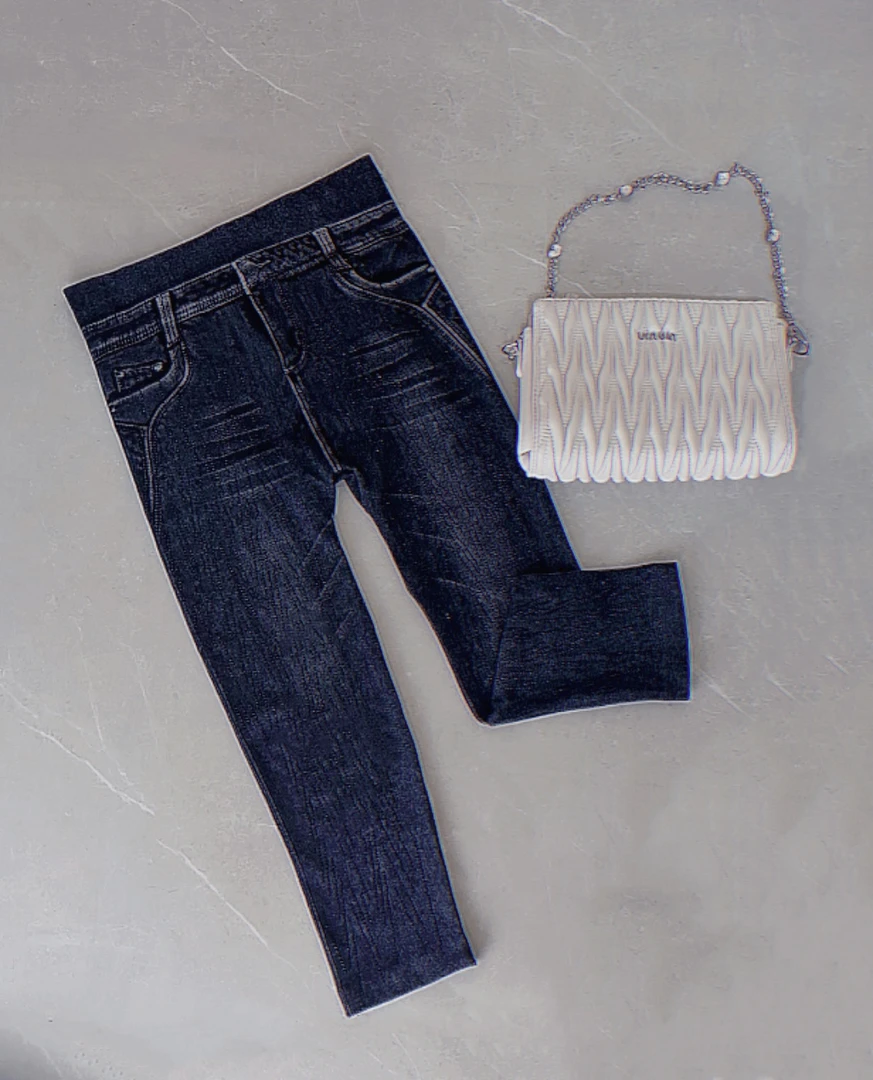 春夏新款仿牛仔8分裤烫钻外穿打底时尚休闲裤