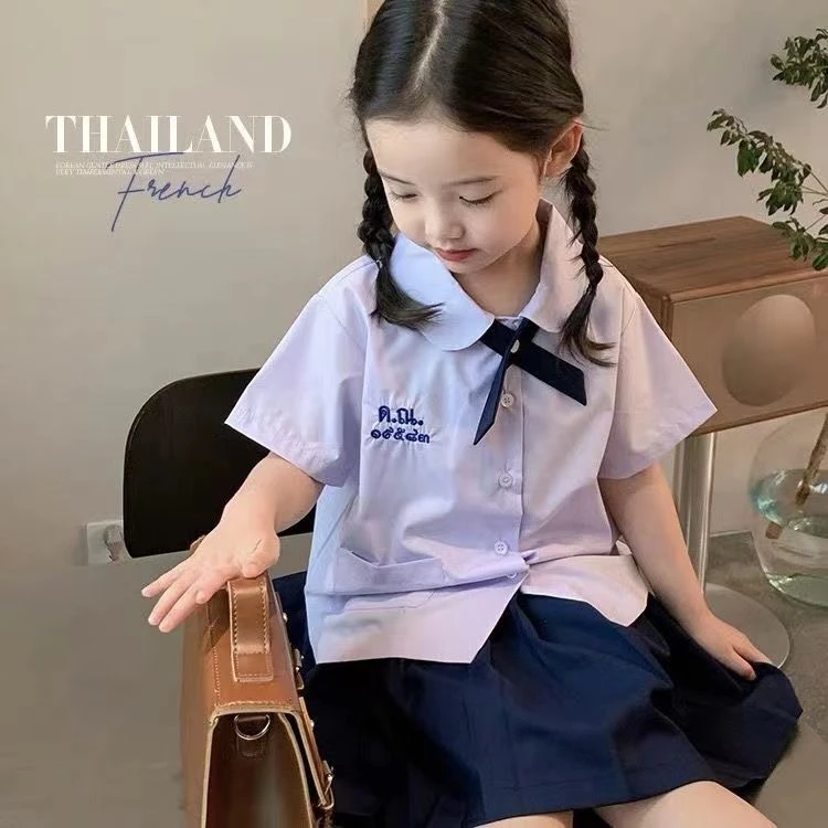 泰式学院风夏小学生毕业班服幼儿园园服女童泰国校服洋气JK裙套装