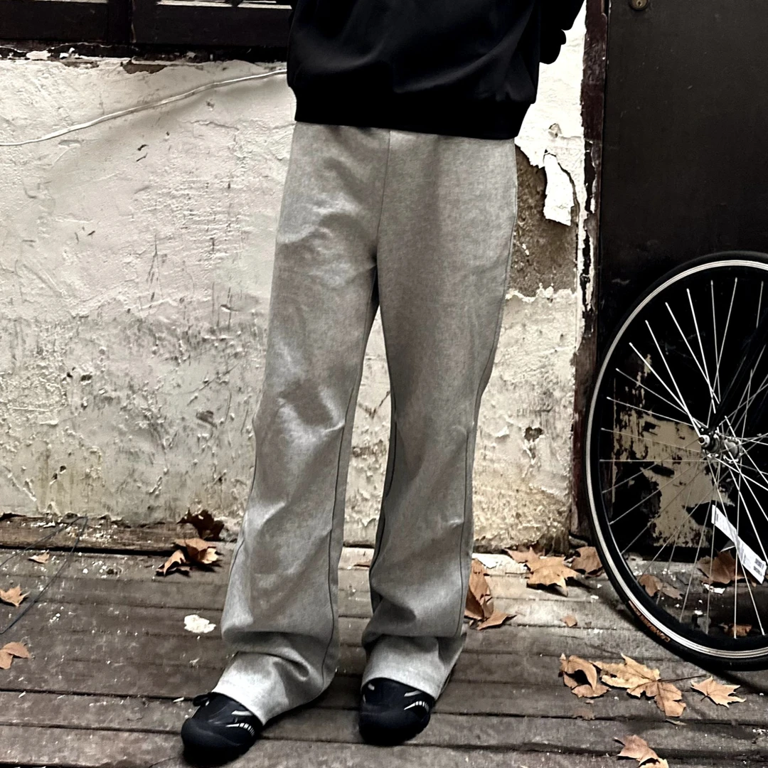 AsIM微喇褶皱卫裤 秋冬百搭通勤休闲裤复古纯色男士长裤子