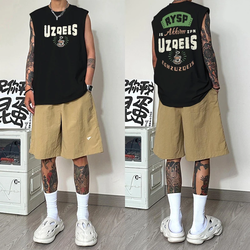 特大码300斤美式复古运动篮球纯棉坎肩背心男夏季潮牌宽松无袖T恤