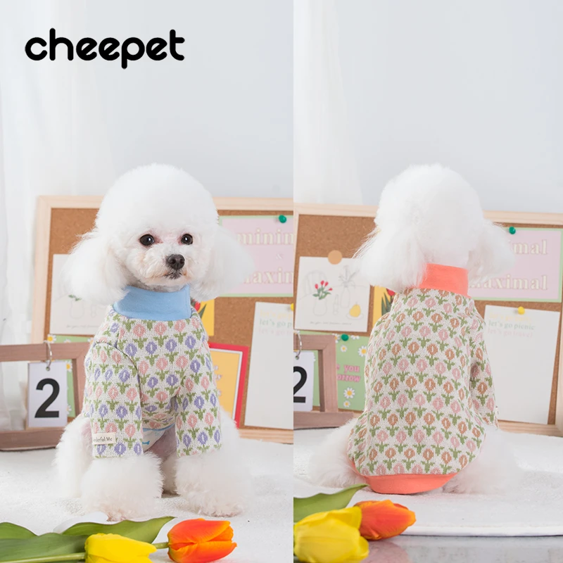 【QP花朵针织打底衣】11/14宠物衣服狗狗猫咪春秋装两腿衣