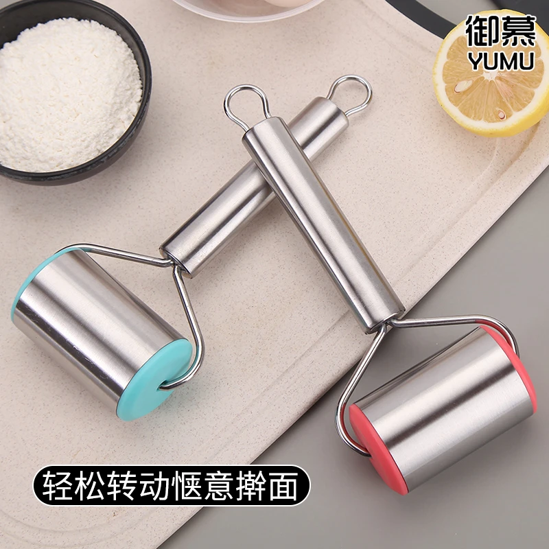御慕不锈钢擀面杖包子擀皮棒Y型滚轴擀面棍面粉棍包饺子+压面棍