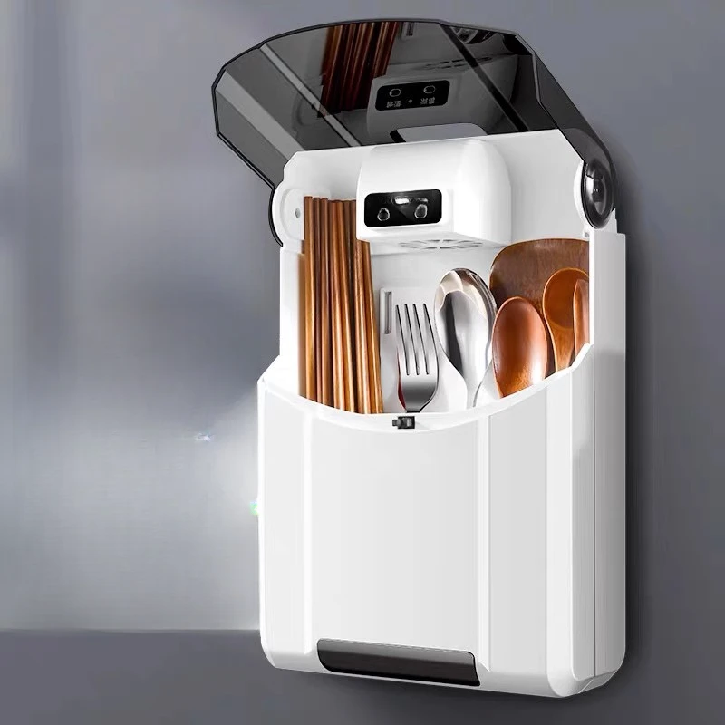 2024插电智能筷子筒免打孔家用防尘多功能筷子筒壁挂式筷子收纳盒