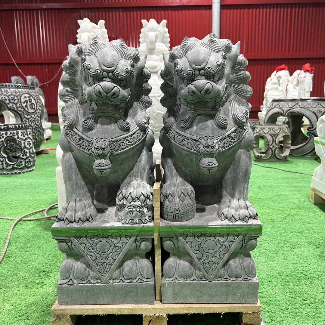 青石石狮子一对家用庭院看门大型摆件汉白玉别墅酒店门口大型石狮