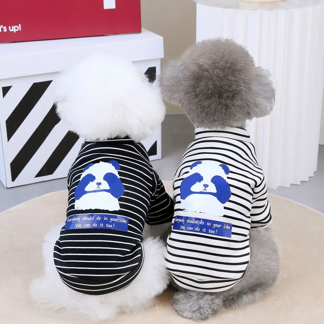 宠物衣服秋冬装新款条纹熊猫卫衣泰迪比熊小型犬 手工尺码