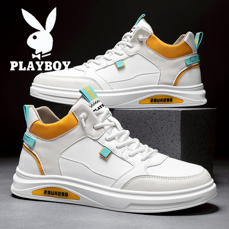 花花公子男鞋冬季2025新款高帮鞋子男款休闲时尚潮流运动小白板鞋