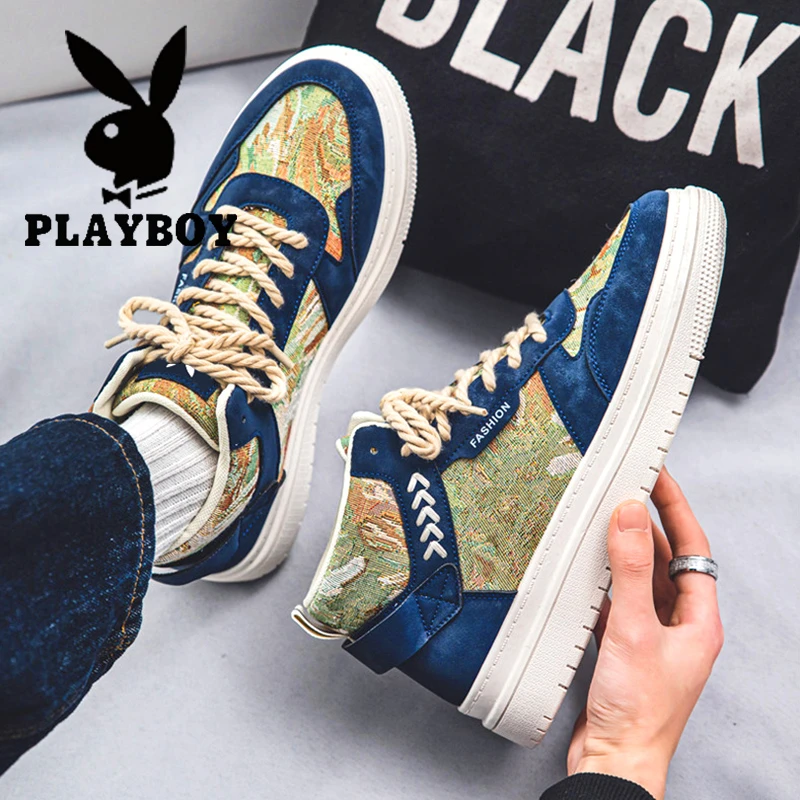 花花公子品牌高筒鞋男冬季新款高级感休闲男鞋青少年运动休闲鞋子