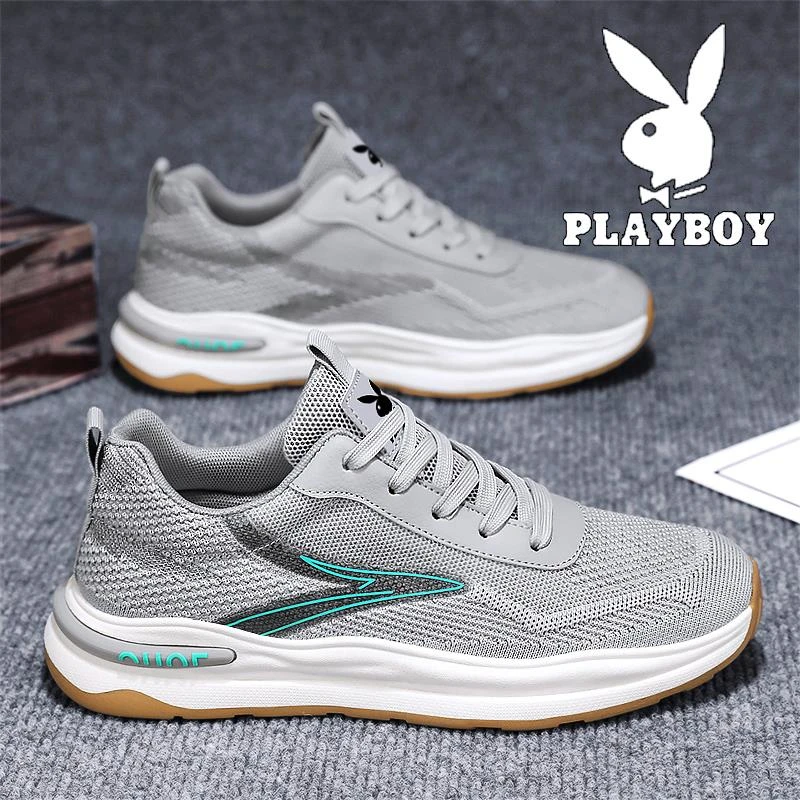 花花公子镂空透气男鞋冬季防臭休闲青少年网面飞织运动鞋跑步潮鞋