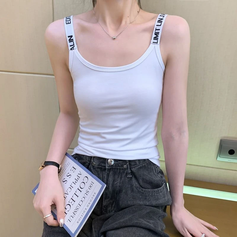 Y莫代尔棉吊带背心女夏季新款内搭百搭外穿打底衫修身字母带上衣