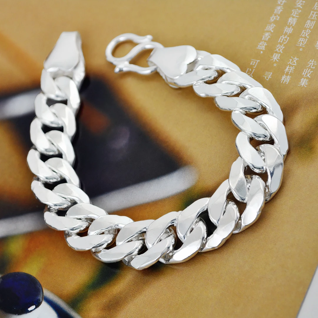足银手链 古巴手链马鞭链999足银男士手链霸气经典男款个性银手链