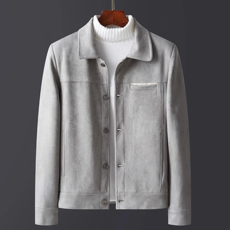 秋季时尚外套男士韩版潮流帅气休闲工装短款百搭皮夹克无帽子款