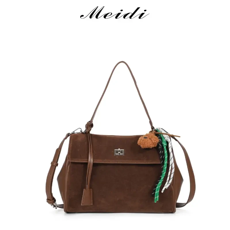 【MEIDI】2024新款秋冬翻毛皮锁扣手提托特包单肩斜挎大包女士033#