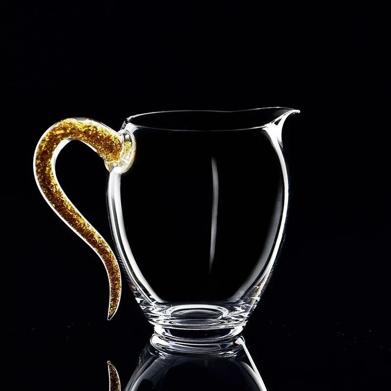 【送金山主人杯】水晶茶具金箔透明玻璃公道杯大号套装高档茶道手工