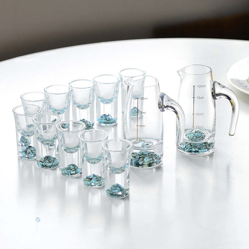 【2壶10杯】高端白酒杯套装刻度水晶玻璃分酒器酒壶具家用轻奢烈酒