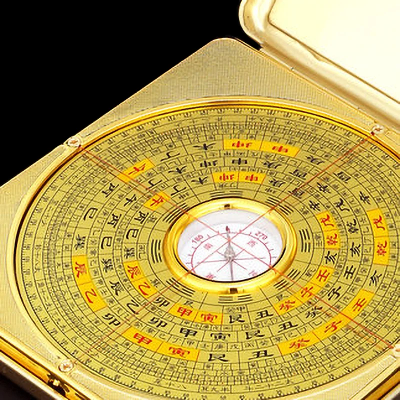 开盖罗盘方形高档小罗经仪指南针高精度专业罗盘便携式随身便携带