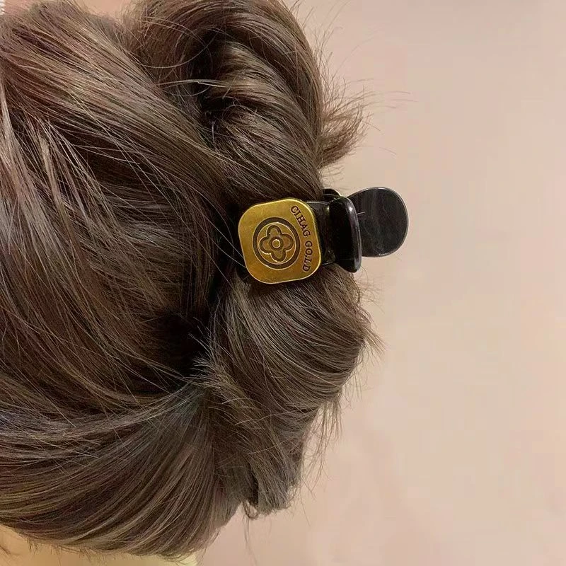 时尚新款马尾神器发夹小号盘发鲨鱼夹金色简约小发夹气质新娘头饰