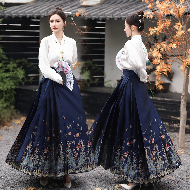 汉衣冠华原创汉服高端织金仿妆花马面裙4.5米摆梯形褶秋冬新款