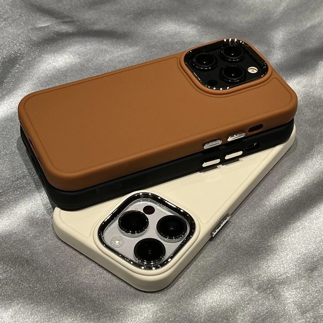 极简金属镜框纯色适用iPhone14promax苹果12/13手机壳11全包x大孔