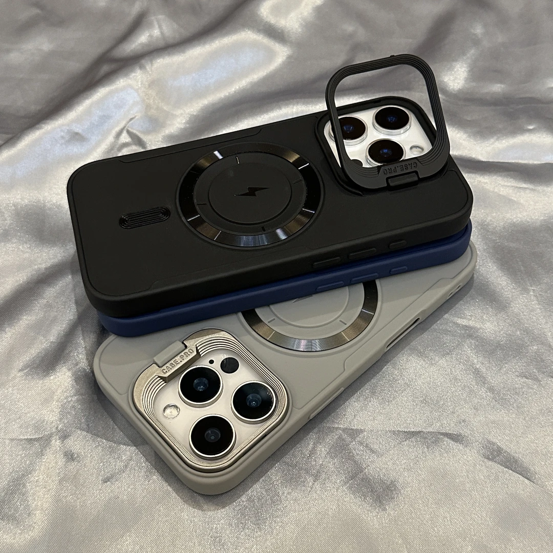 适用iphone15promax苹果16手机壳简约高级感磁吸镜头支架14全包13