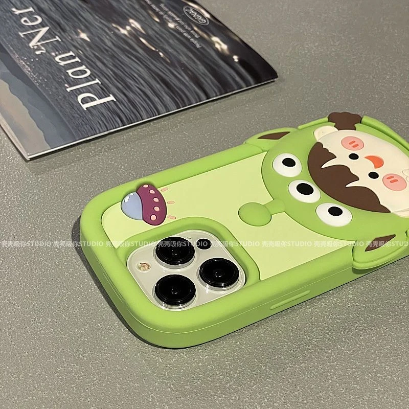 萌趣三眼仔女孩适用苹果13手机壳iPhone14promax立体15/12硅胶软