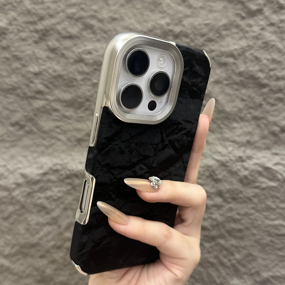 活力橙冰川纹适用iPhone16手机壳苹果15pro绒布皮质14全包13时尚