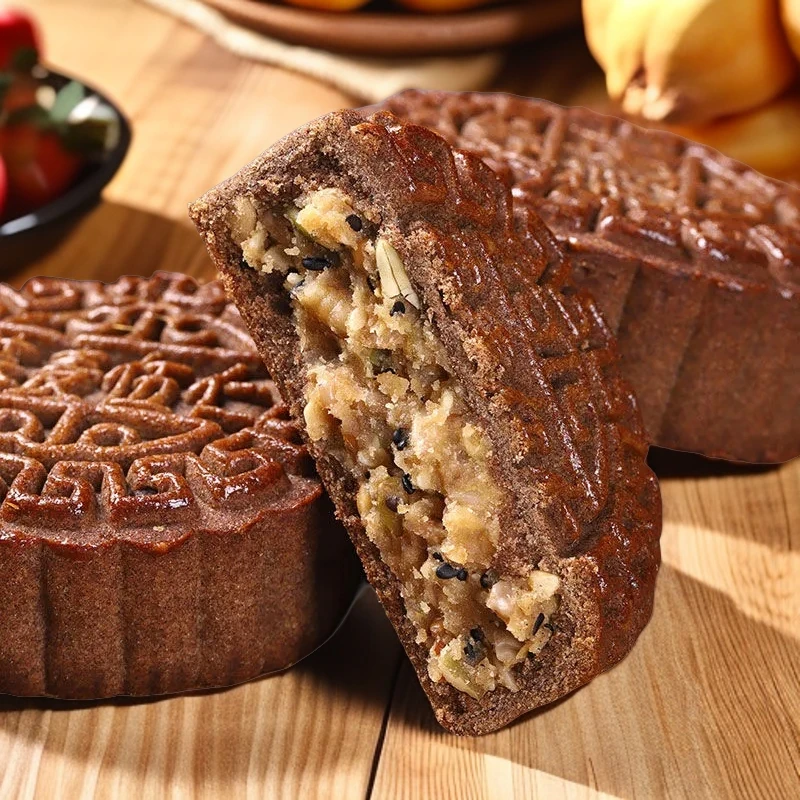 木糖醇荞麦五仁月饼无加蔗糖全麦粗粮月饼中秋老式苏子黑芝麻糕点