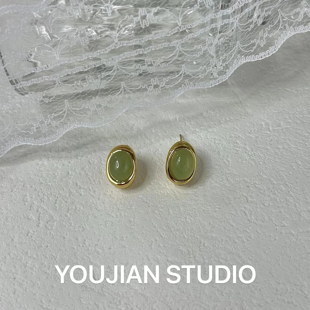 铜合金树脂耳饰 复古法式气质时尚简约款镶嵌温柔耳饰ER010,ER011