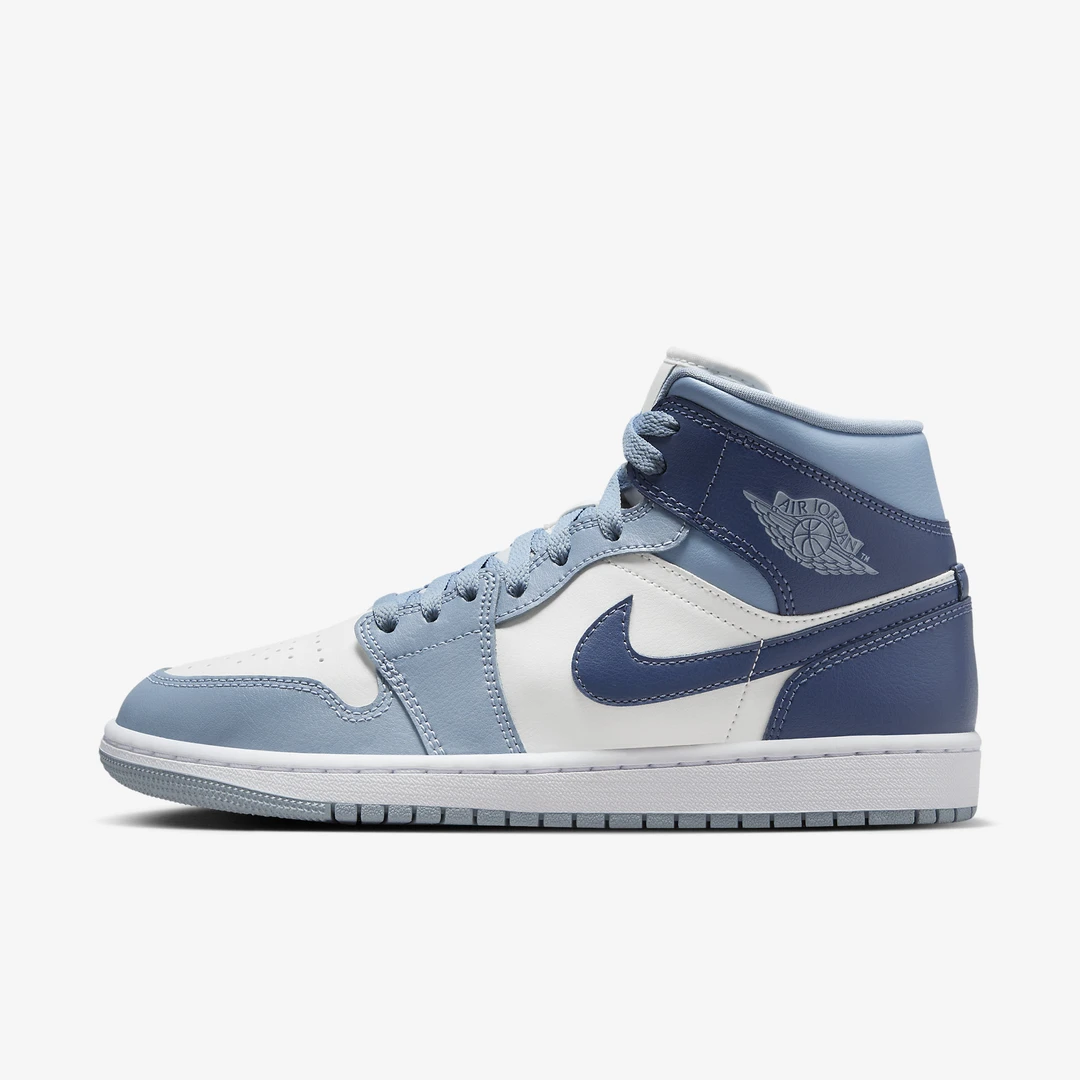 【现货】Air Jordan 1 Mid 中帮 篮球鞋 女 青少年白蓝BQ6472-140
