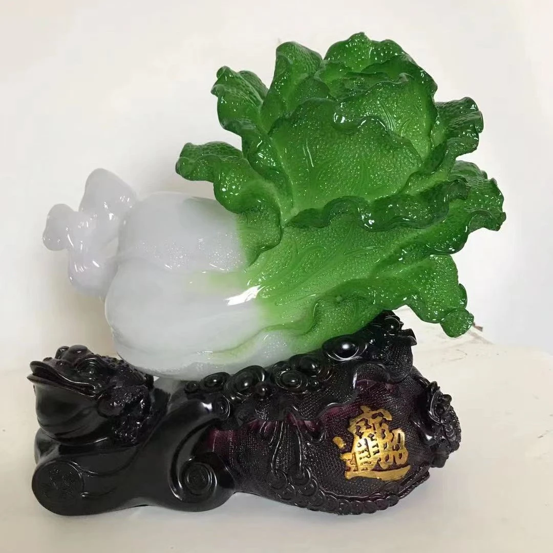 黎采通宝百财白菜摆件中式树脂沙金家居玄关装饰工艺品店铺（CY）