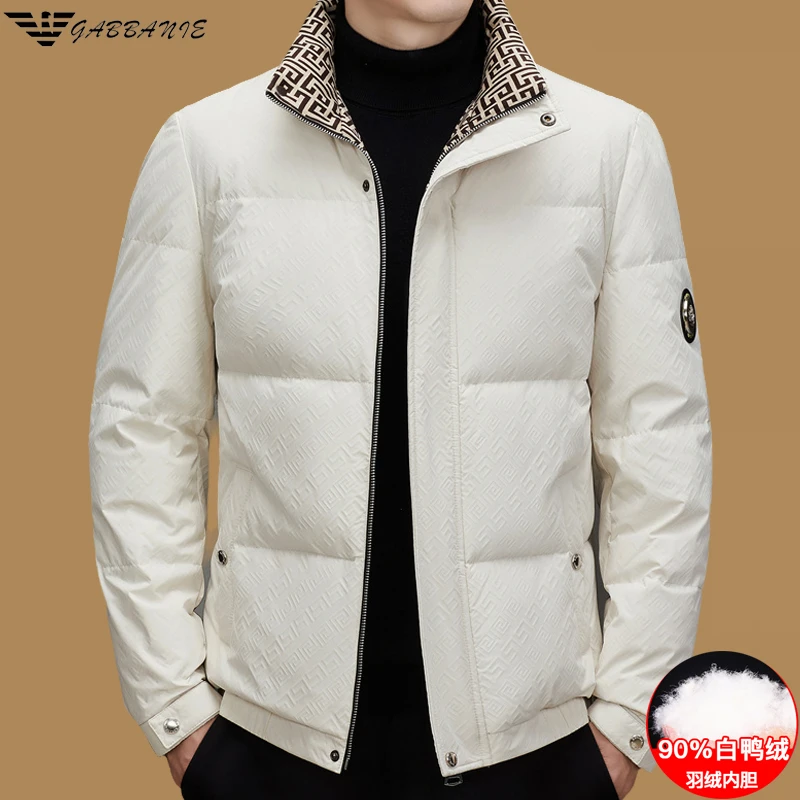 意大利品牌男士冬季轻薄羽绒服外套中青年时尚短款加厚立领上衣男